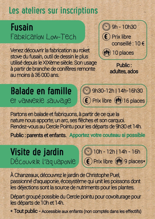 Balade, visite de jardin aquaponique et fabrication de fusain